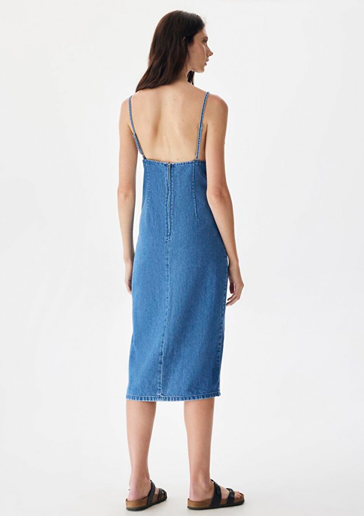 Vianca Olesia Long Sleeveless Slit Jean Dress