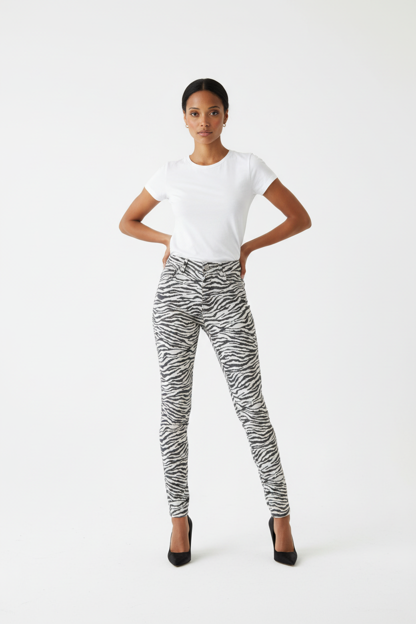 Lonia Zebra Mid Rise Skinny Jean