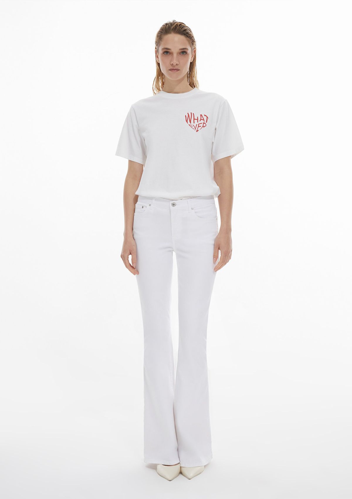 LTB Noelia White High Rise Flare Jean — full body front view, styled lifestyle shot, second model, women's high rise flare jean