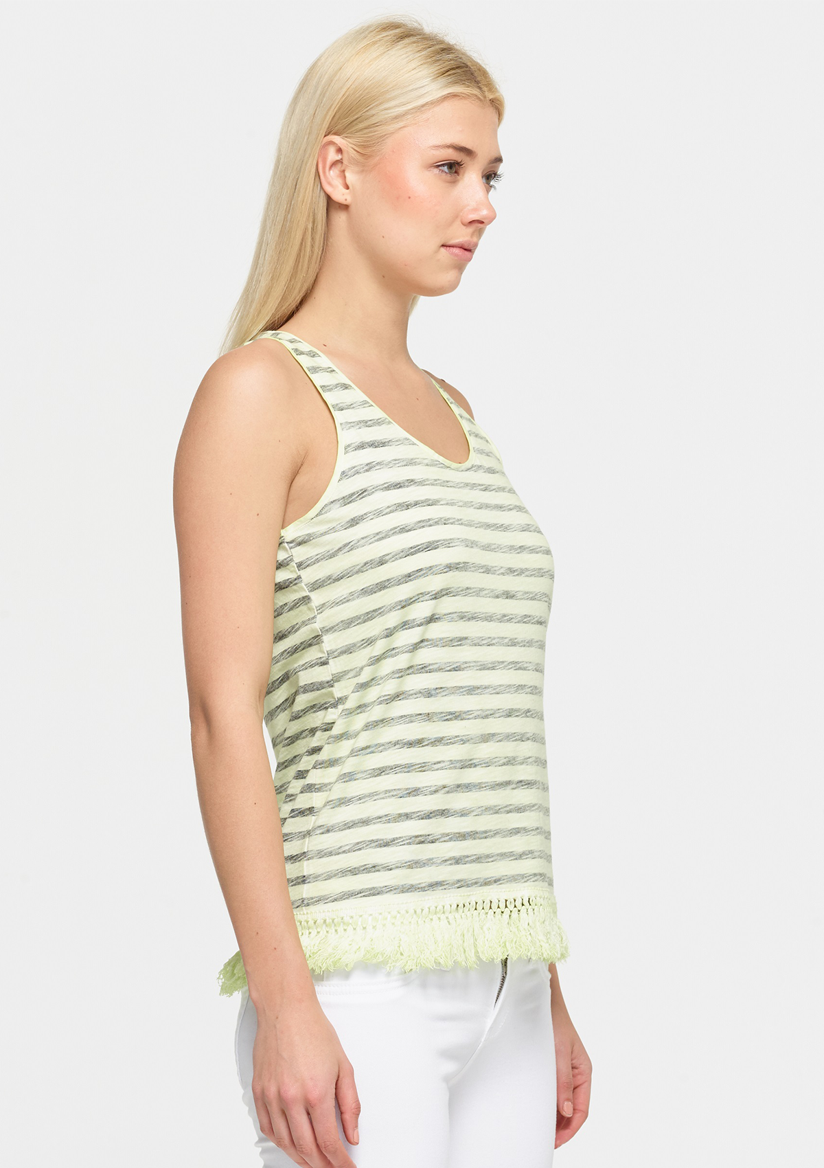 Striped Tassel Tee - Lime
