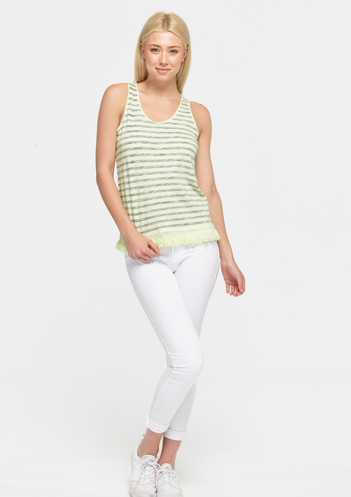 Striped Tassel Tee - Lime