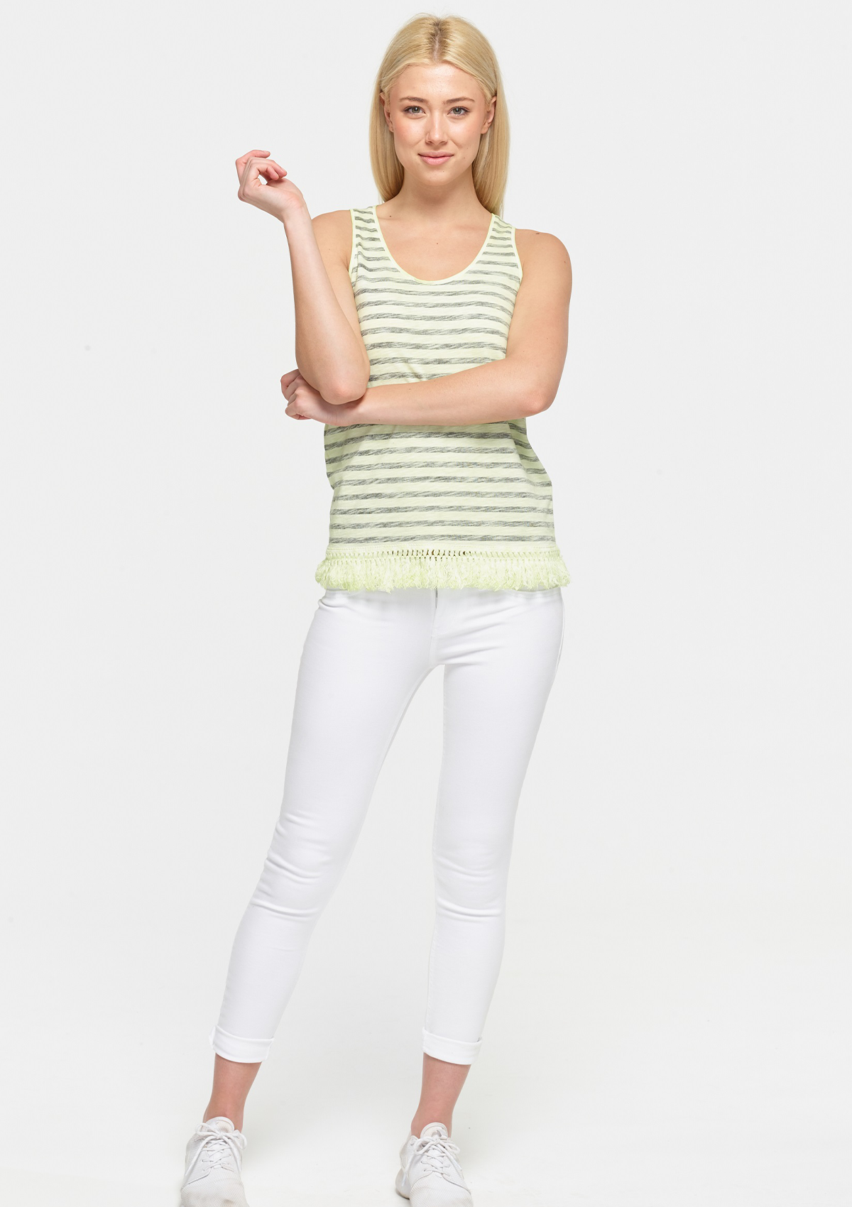 Striped Tassel Tee - Lime