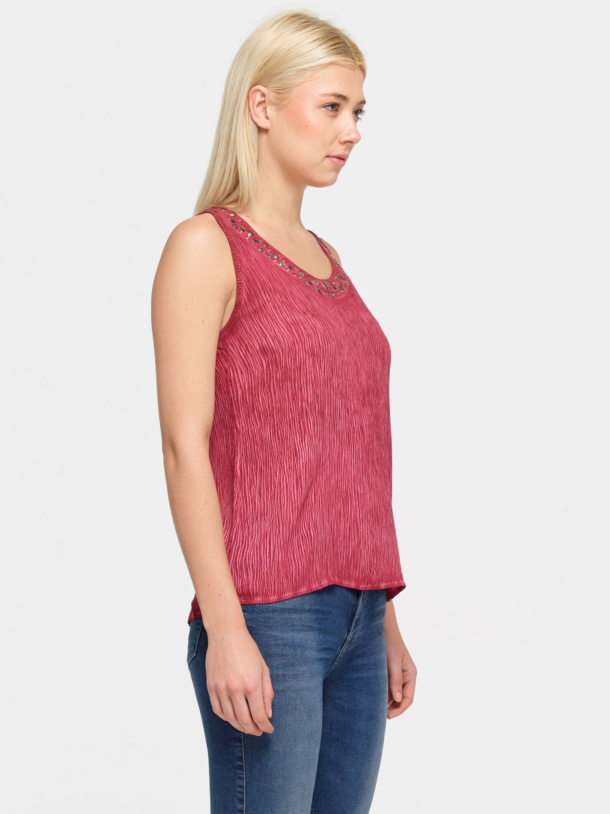 Wine Sequin Cotton Top