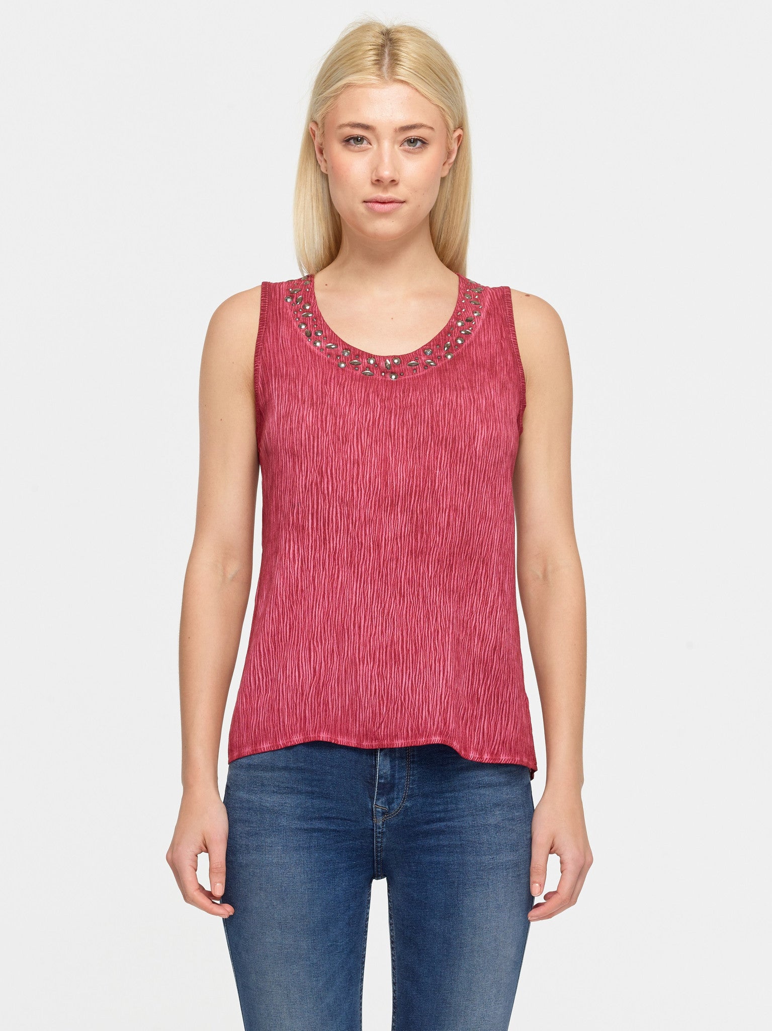 Wine Sequin Cotton Top