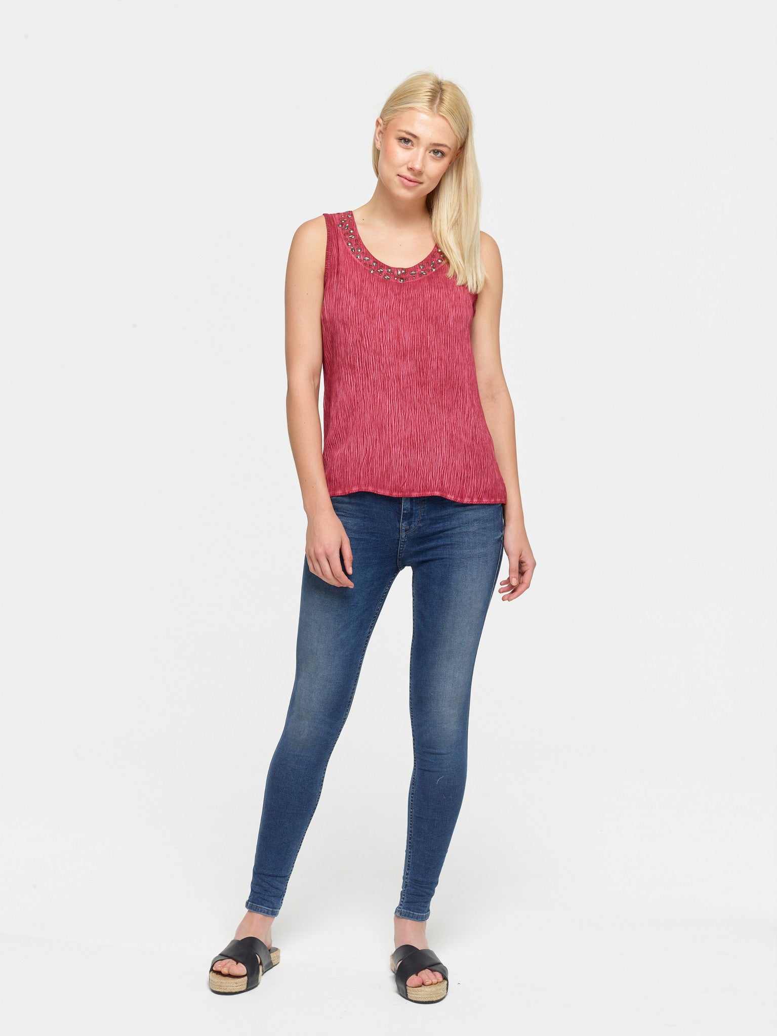 Wine Sequin Cotton Top