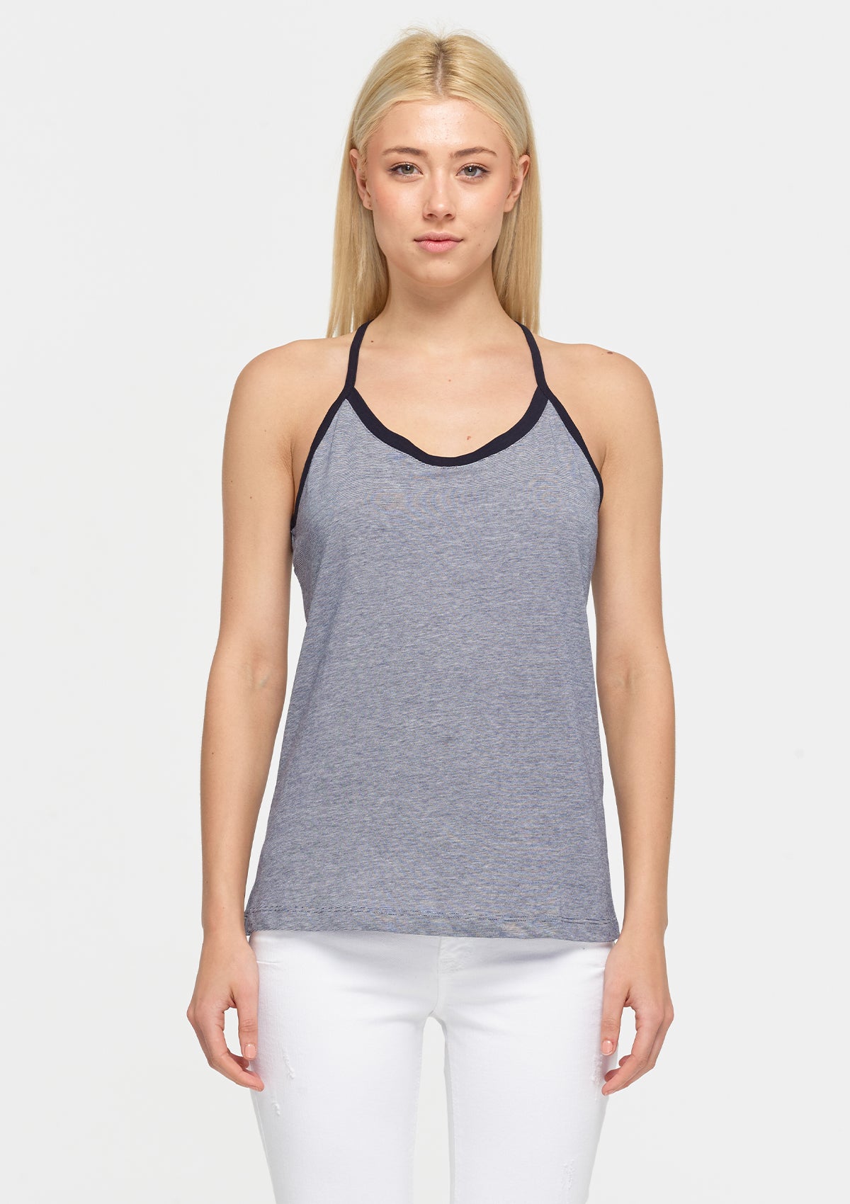 Navy Stripe Racer Back Tank