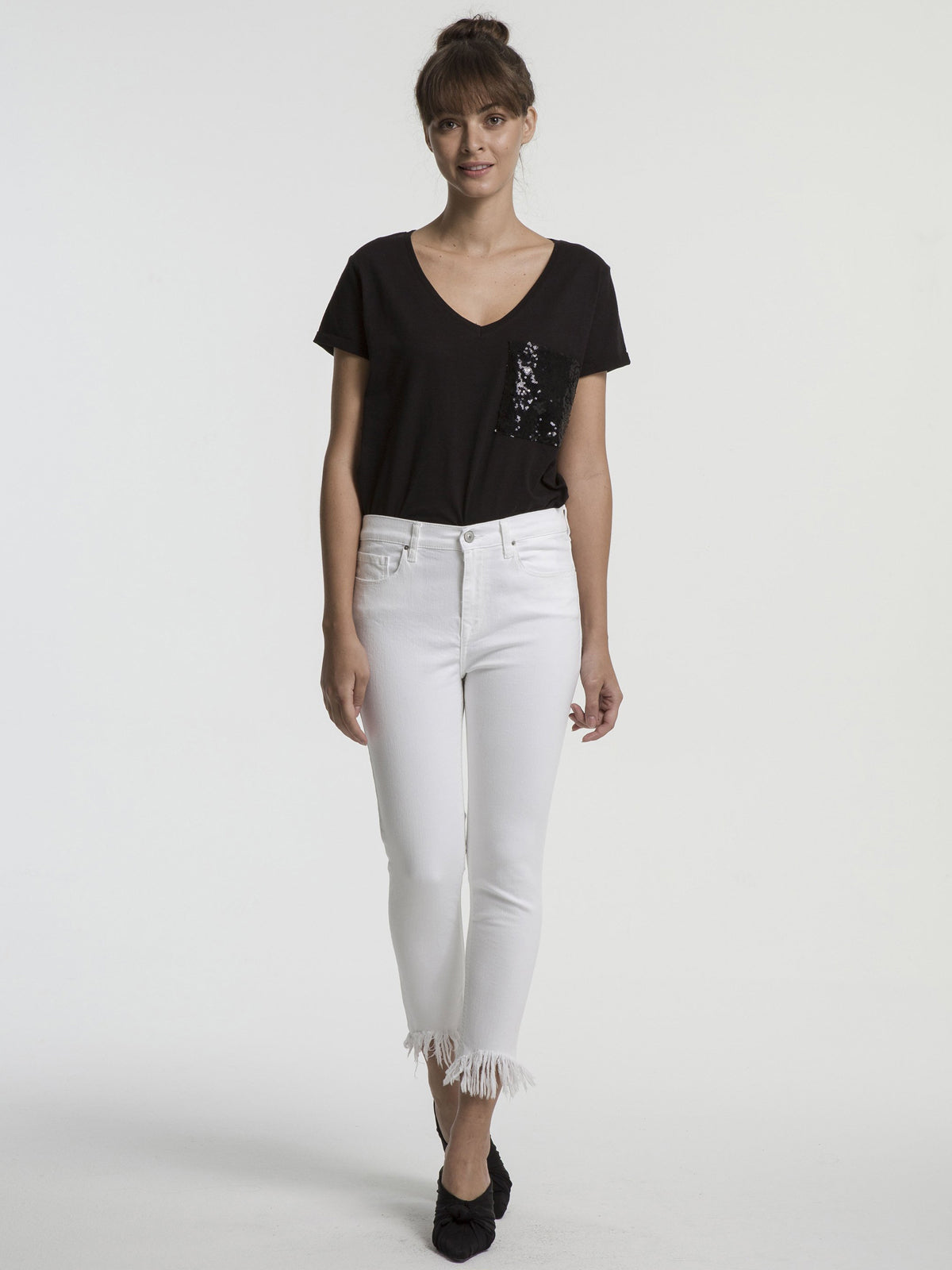 Tanya Frayed White Skinny Jean