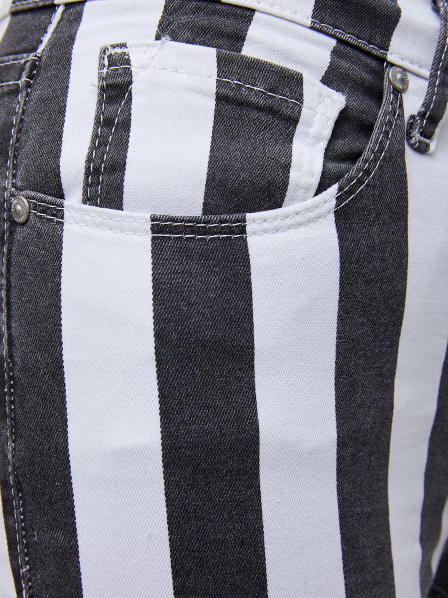 Tanya X Striped Black High Rise Skinny Jean