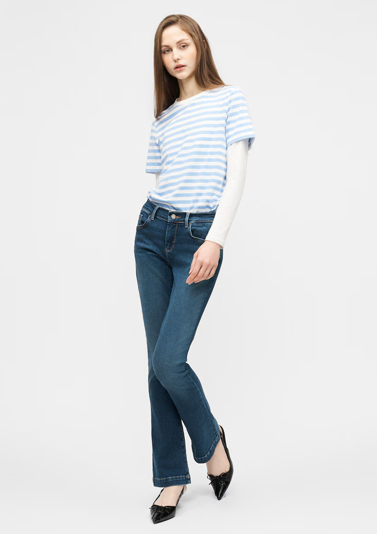 Fallon Mid Rise Flare Jean – Mid Blue