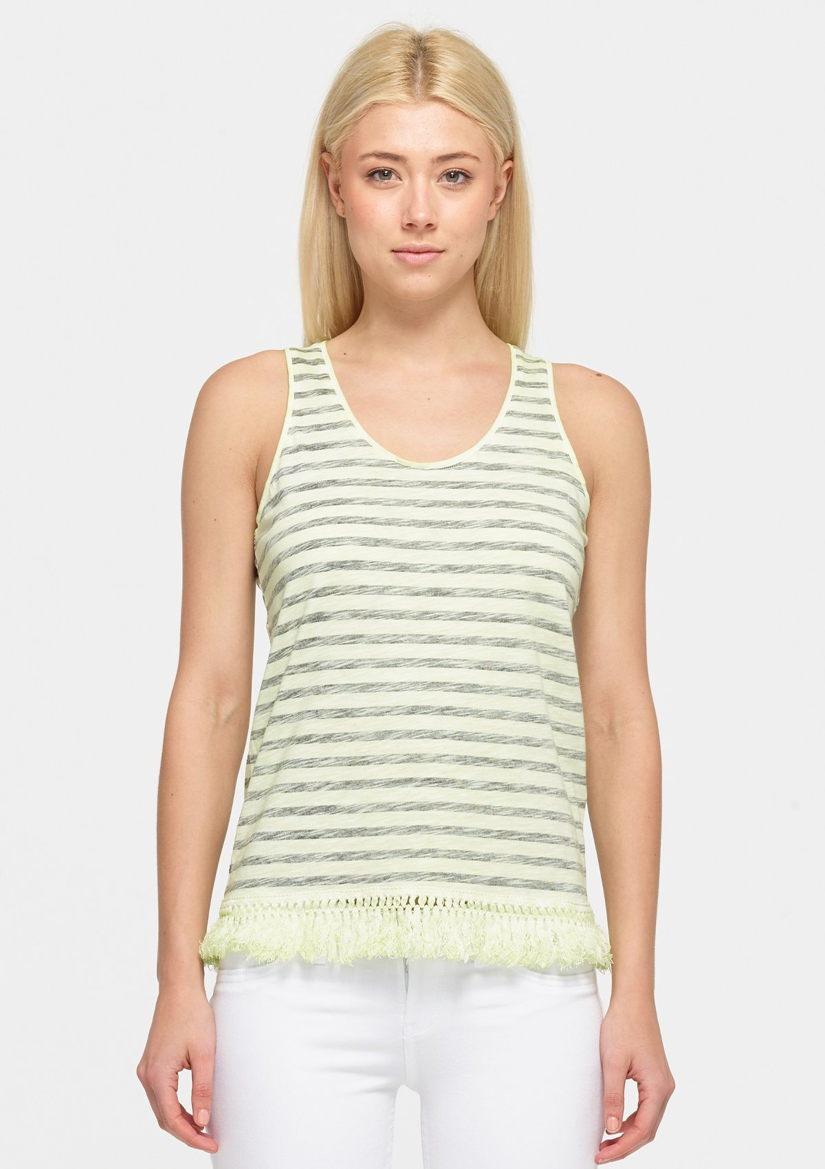 Striped Tassel Tee - Lime