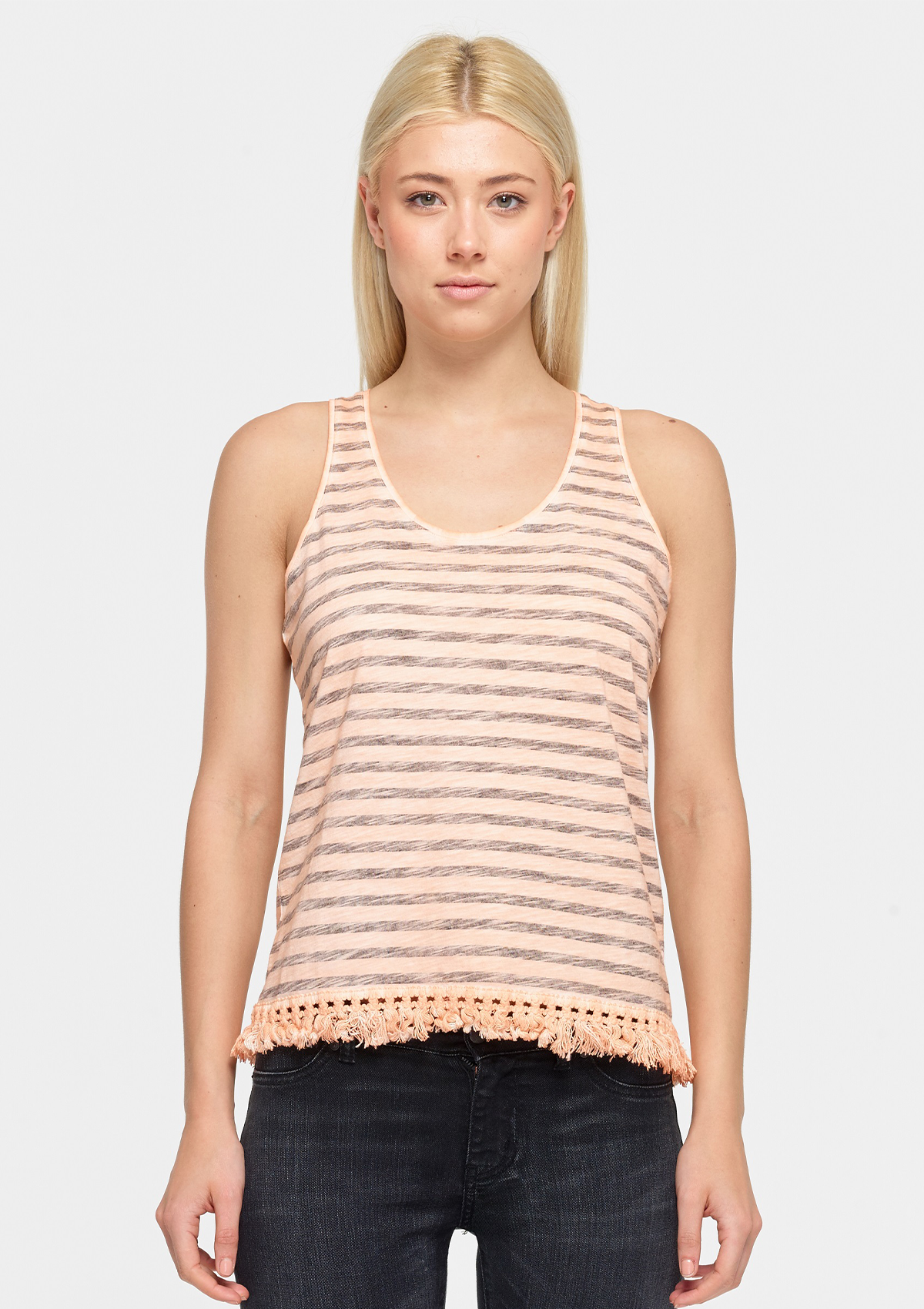 Striped Tassel Tee - Orange