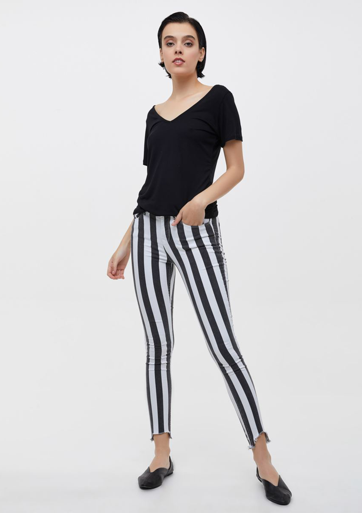 Tanya Stripe High Rise Skinny Jean
