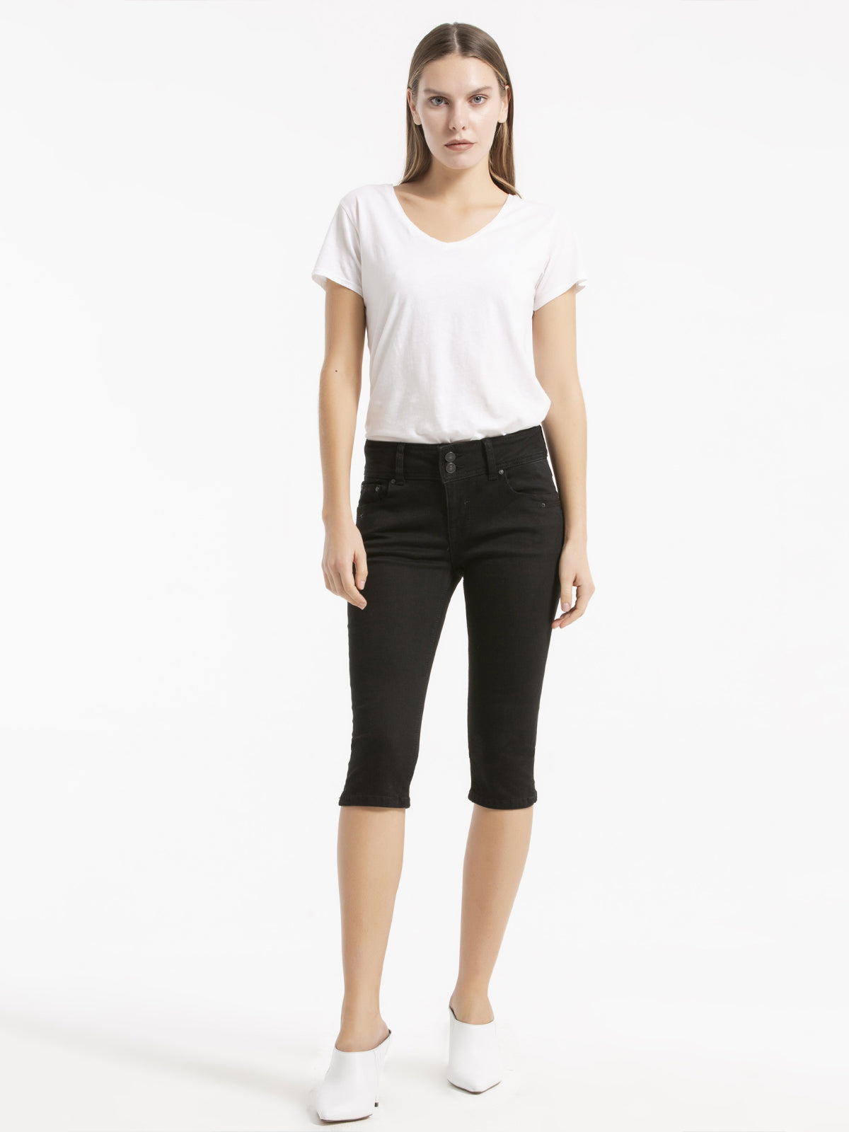 Georget Cycle Black Mid Rise Capri