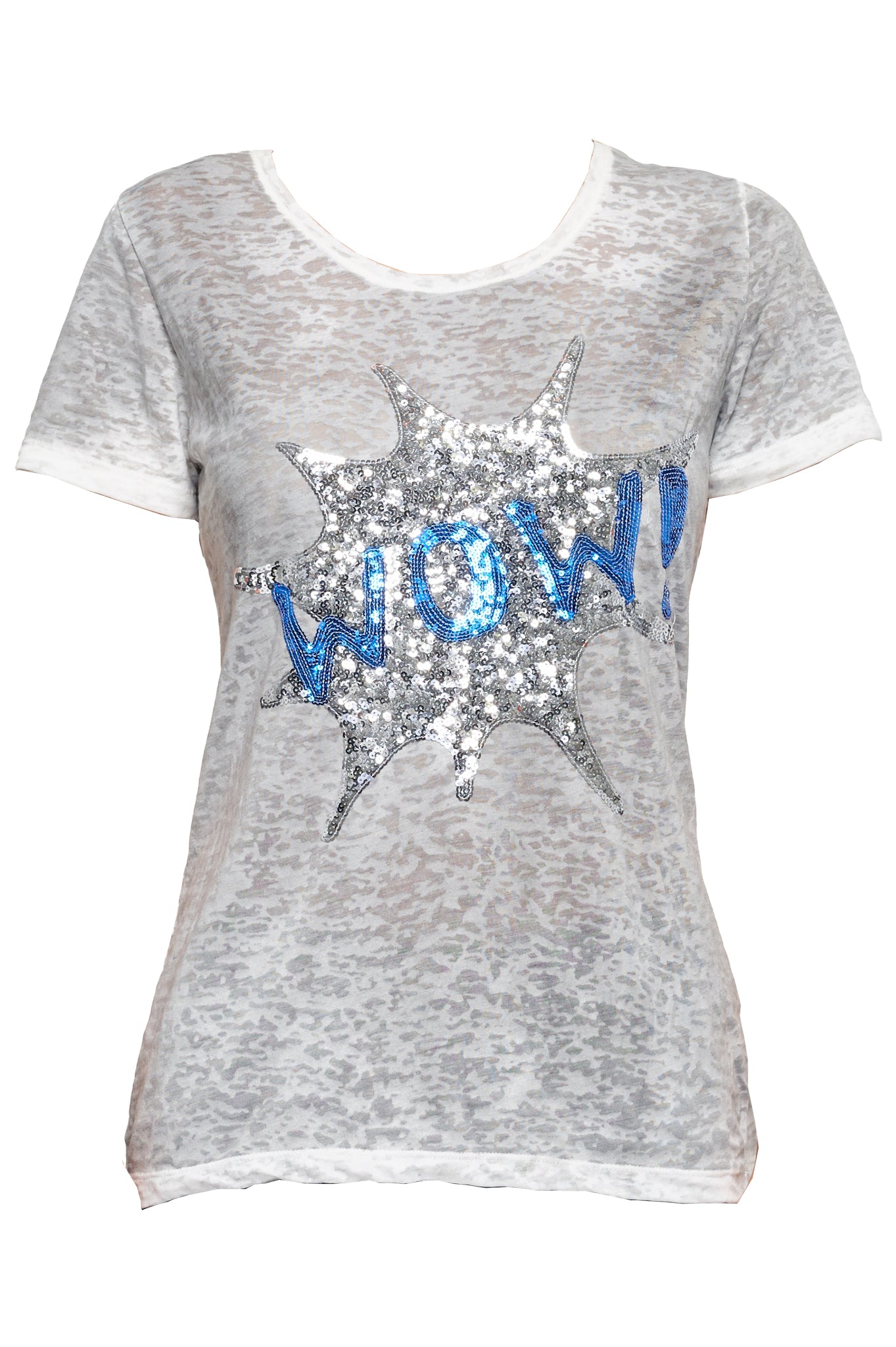 Wow Sequin Tee - Grey